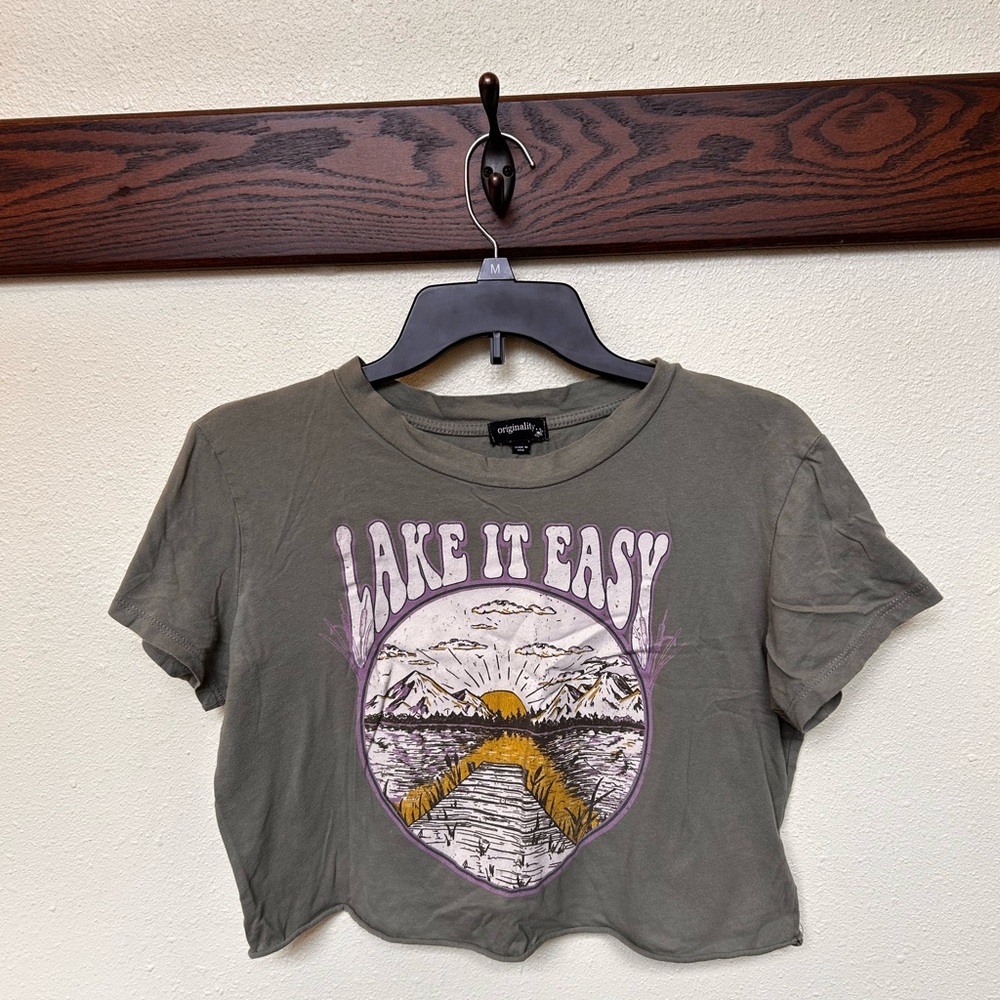 Graphic Olive Green Crop Top